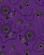 Purple Floral Vine Outline Rug