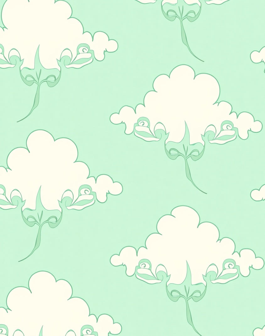 Delicate Mint Cloud Blossom Rug