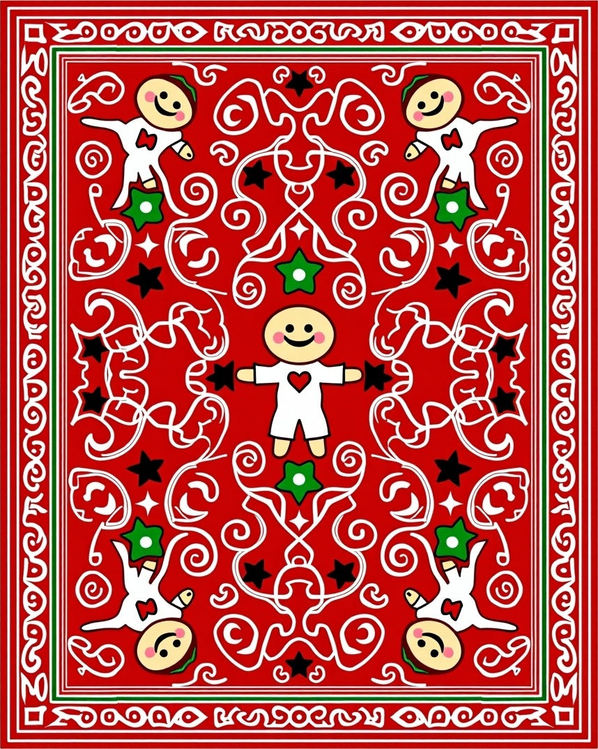 Christmas Gingerbread Man Garland Rug