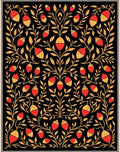Art Nouveau Black Red Golden Acorn Swirl Rug