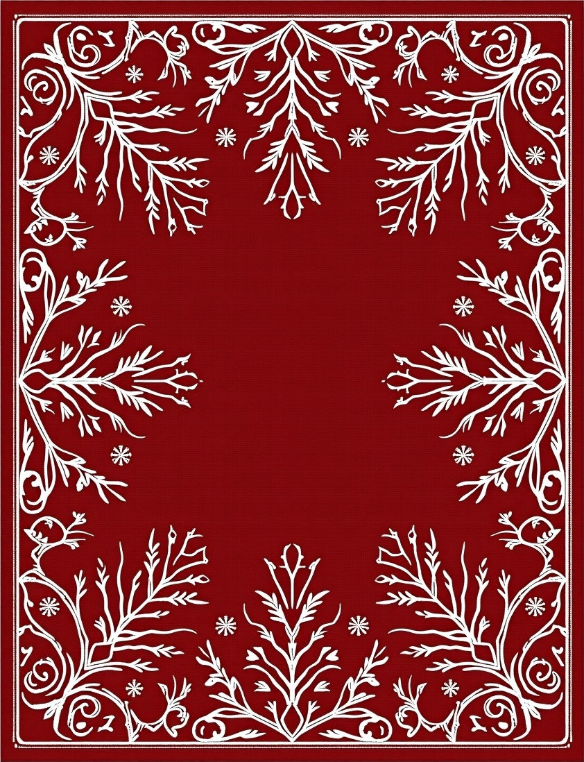 Crimson Floral Scroll Vine Rug