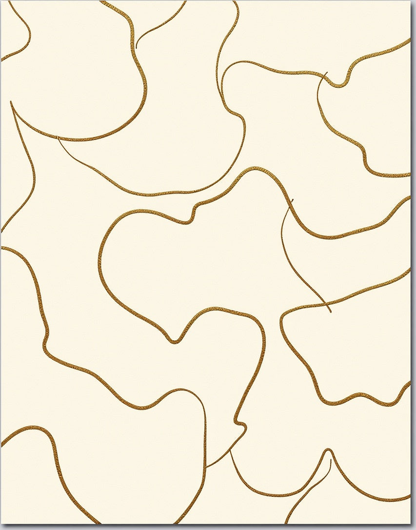 Cream and Gold Abstract Swirl Rug