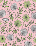 Pink Leafy Green Tropical Foliage Rug
