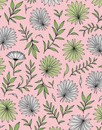 Pink Leafy Green Tropical Foliage Rug