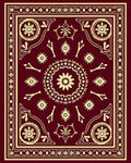 Crimson Yellow Ornate Medallion Border Rug
