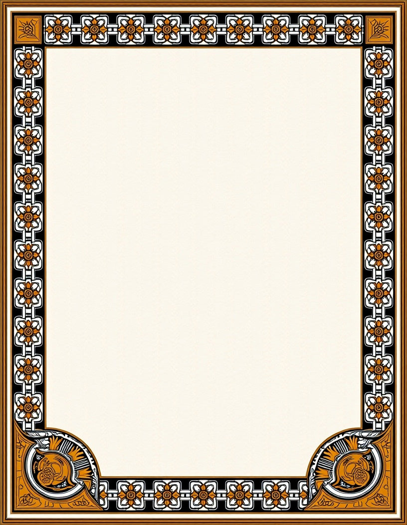 Orange Floral Chain Border Rug
