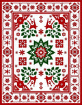 Rustic Red Green Reindeer Star Motif Rug