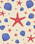 Red Blue Shell Starfish Medley Rug
