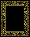 Golden Scrollwork Floral Border Rug