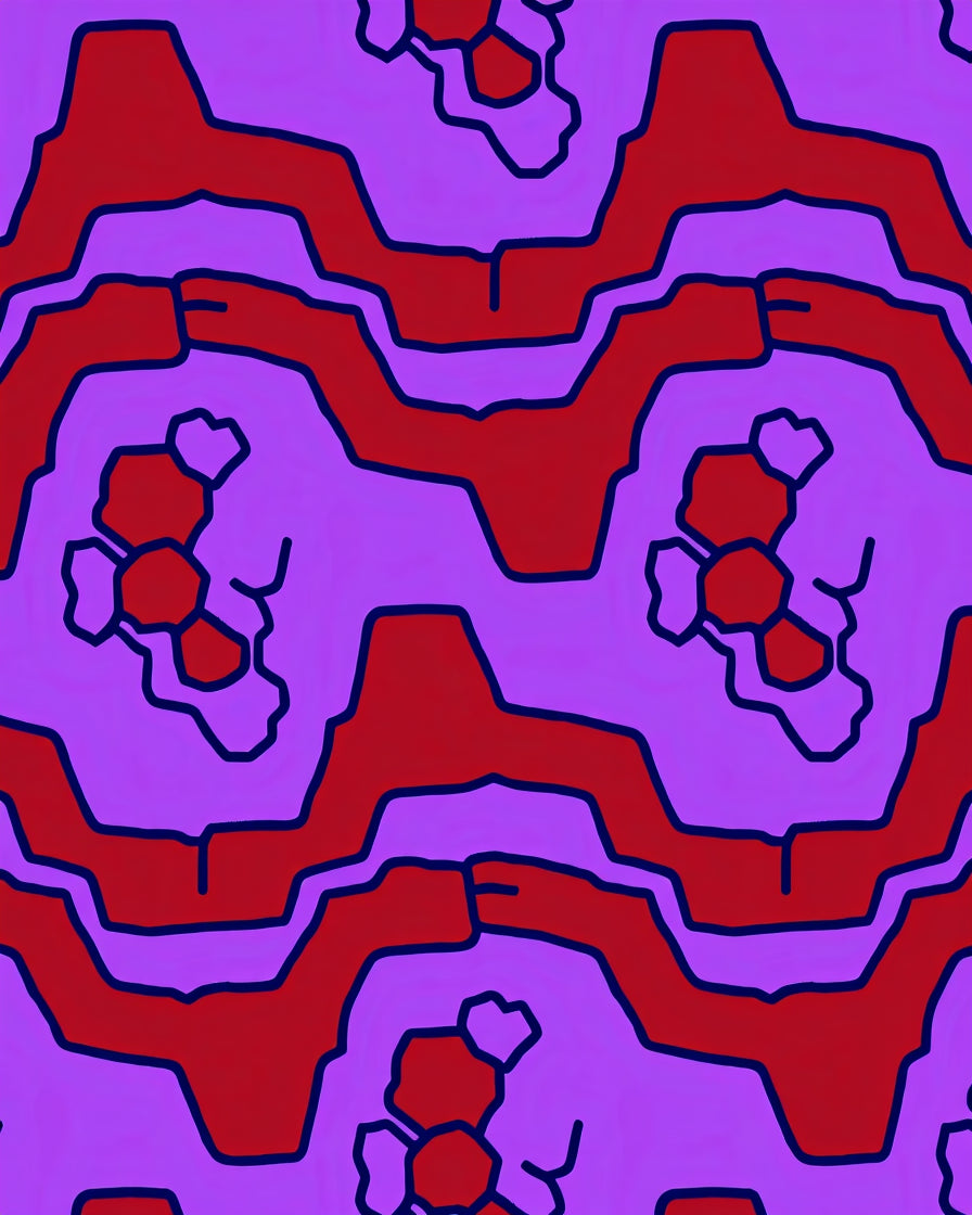 Crimson Purple Abstract Geometric Wave Rug