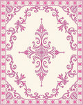 Classic Pink Floral Scroll Medallion Rug