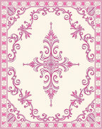Classic Pink Floral Scroll Medallion Rug