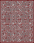 Bold Red White Squared Maze Rug