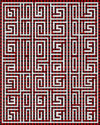 Bold Red White Squared Maze Rug
