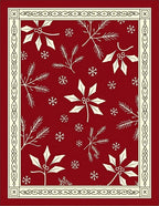 Crimson Winter Holly Snowflake Medallion Rug