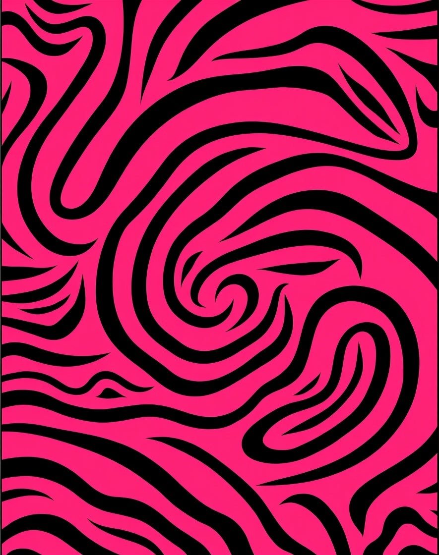 Hot Pink Black Swirl Stripe Rug