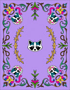 Floral Raccoon Medallion Lavender Rug
