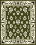 Olive Cream Paisley Scroll Border Rug