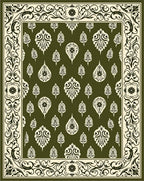 Olive Cream Paisley Scroll Border Rug