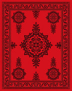 Bold Red Black Ornamental Medallion Rug