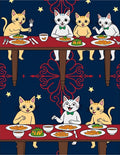 Whimsical Feline Dinner Party Stars Rug