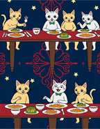 Whimsical Feline Dinner Party Stars Rug
