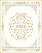 Golden Filigree Floral Medallion Border Rug