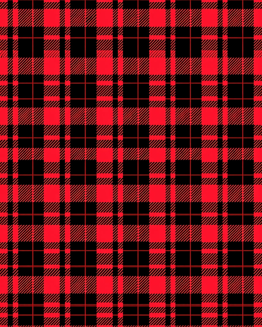 Classic Red Black Plaid Check Rug