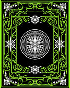 Neon Green Outline Starburst Mandala Rug