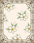 Cream Floral Border with Daffodil Blossoms Rug