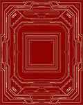Crimson Gold Geometric Circuit Board Rug