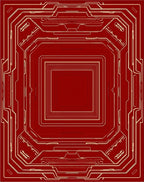 Crimson Gold Geometric Circuit Board Rug