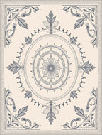 Slate Gray Floral Medallion Border Rug