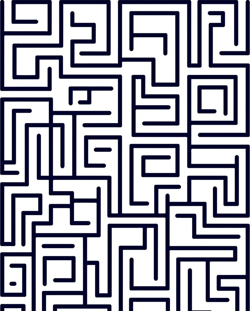 Navy White Geometric Labyrinth Rug