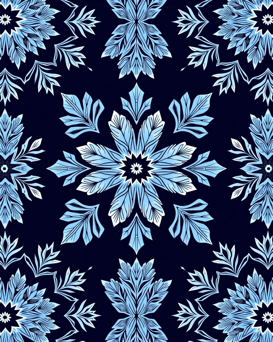 Light Blue Starburst Floral Medallion Rug