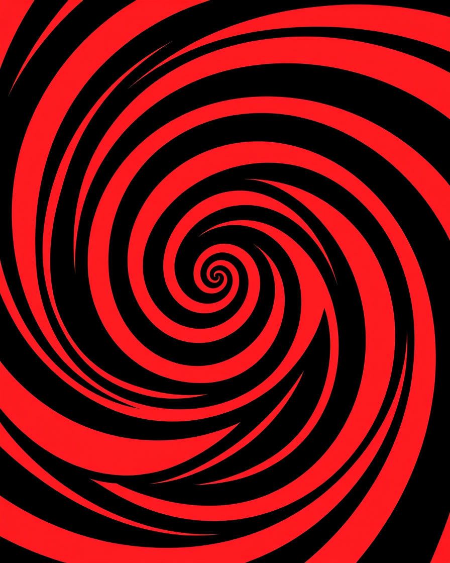 Vivid Red Swirl Spiral Rug