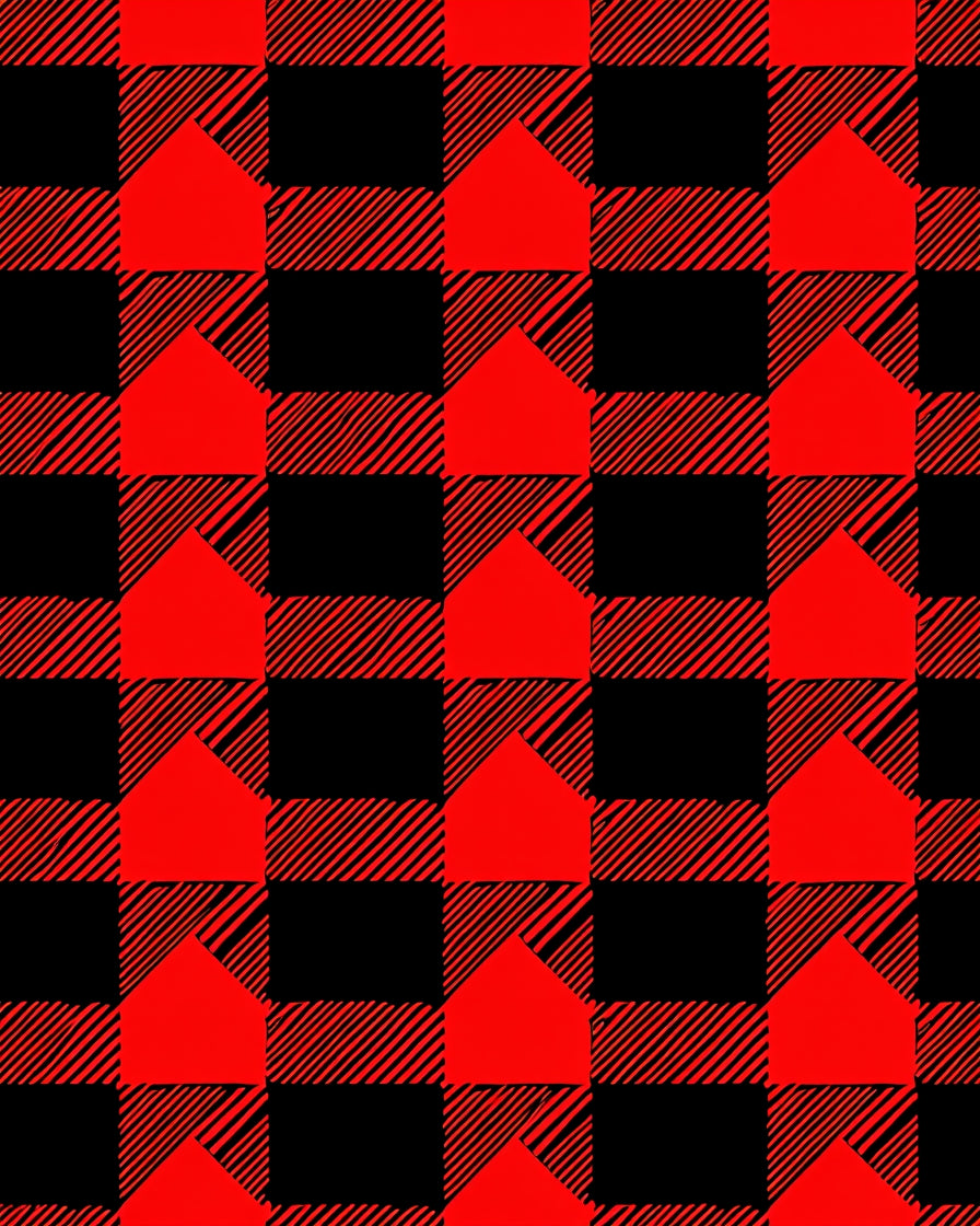 Red Black Plaid Buffalo Check Houses Rug