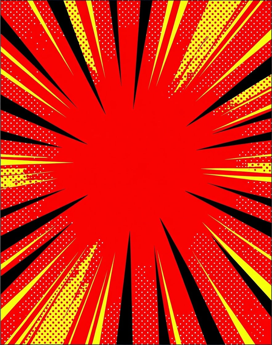 Dynamic Red Yellow Burst Rays Rug