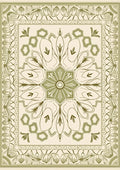 Sage Green Floral Medallion Border Rug