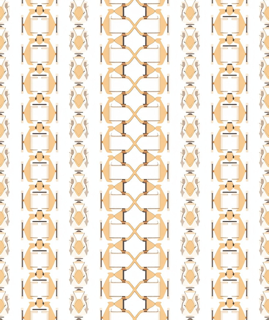 Cream and Brown Abstract Lattice Rug