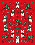 Jolly Festive Dog Holly Christmas Red Rug