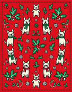 Jolly Festive Dog Holly Christmas Red Rug