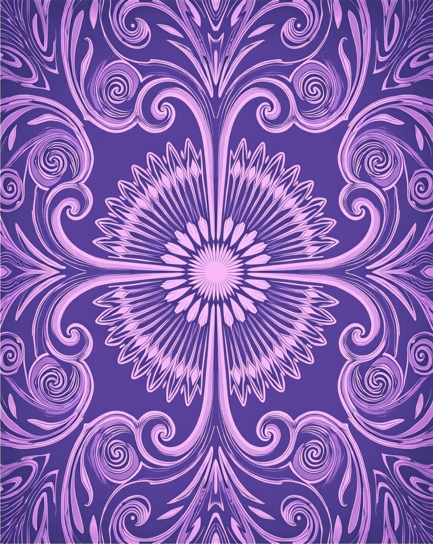 Amethyst Floral Swirl Medallion Rug