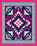 Vibrant Pink Navy Geometric Diamond Rug