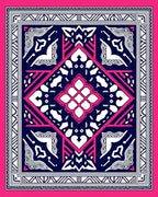 Vibrant Pink Navy Geometric Diamond Rug