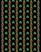 Crimson Vine Floral Starbursts Black Rug