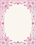 Bright Pink Floral Corner Border Rug