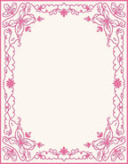 Bright Pink Floral Corner Border Rug