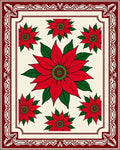 Red Poinsettia Floral Garden Border Rug