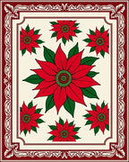 Red Poinsettia Floral Garden Border Rug